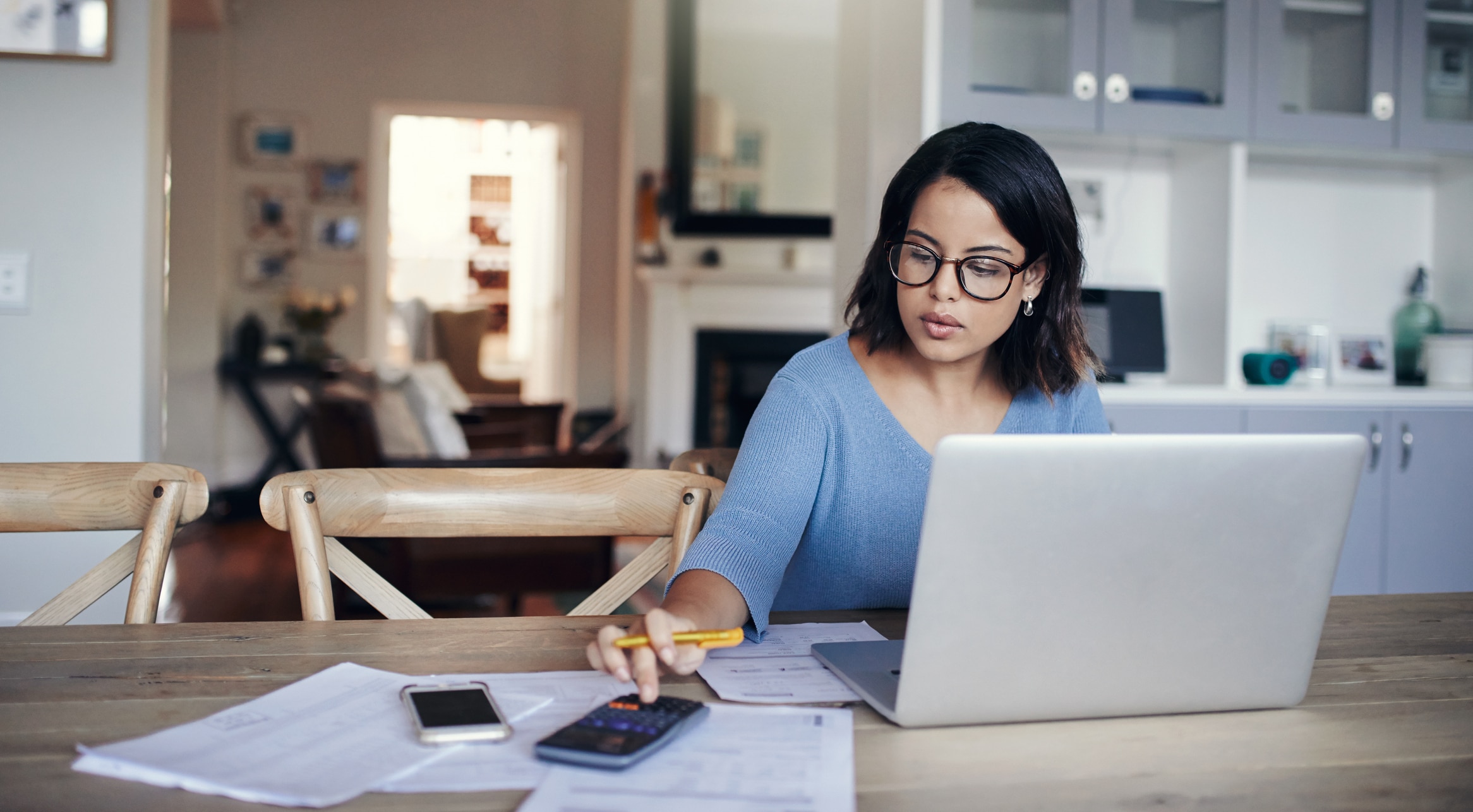 Woman doing budget