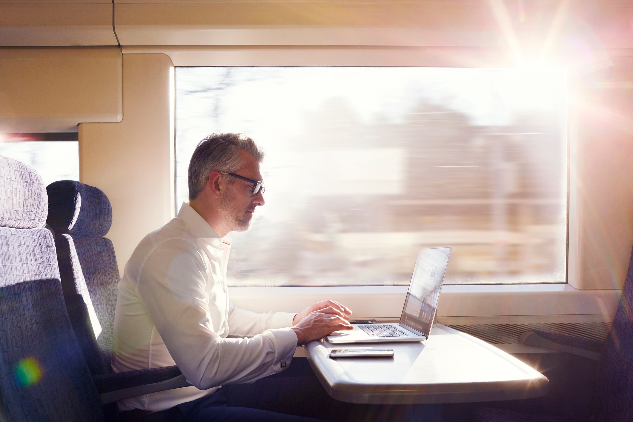 Traveller on a train 