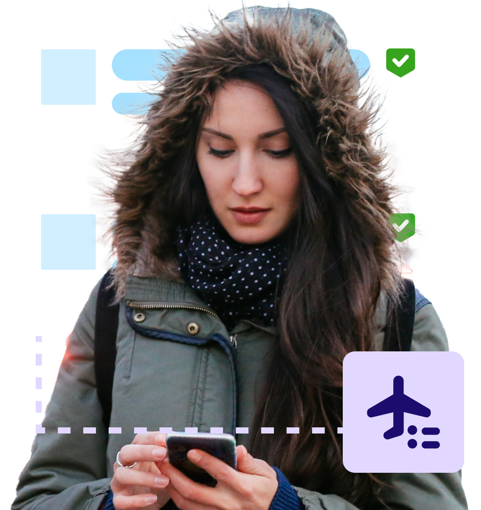 Woman excited her travel is safe