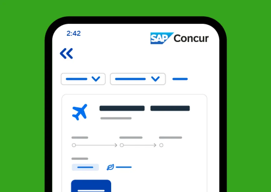 screenshot of concur travel page