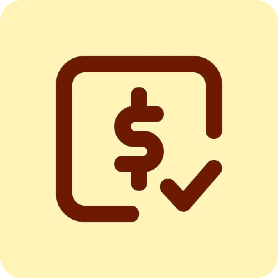 dollar sign and check mark