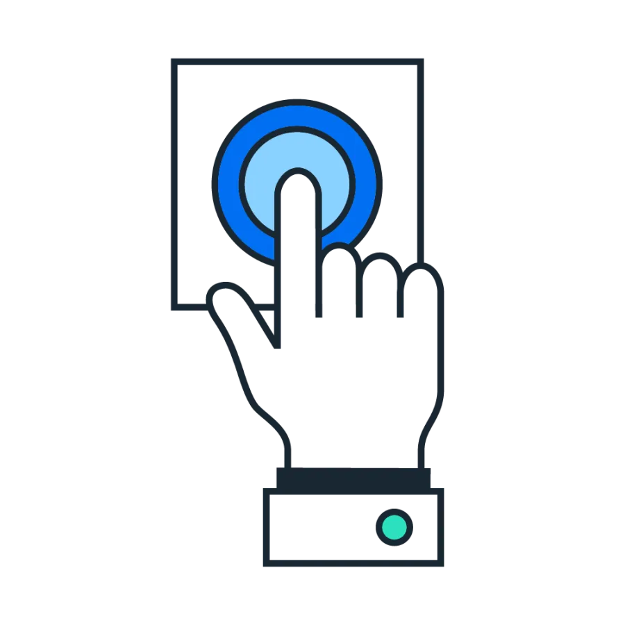 Finger pushing button pictogram