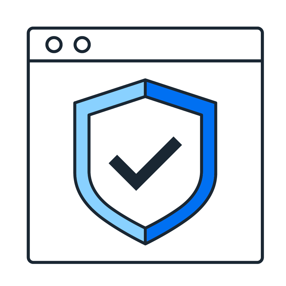 Checkmark and shield pictogram
